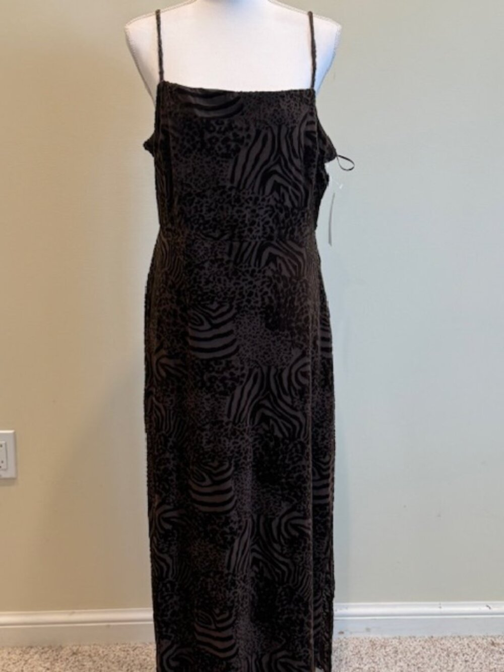 NWT Taylor Spaghetti Strap Brown Burnout Maxi Dress Size 16